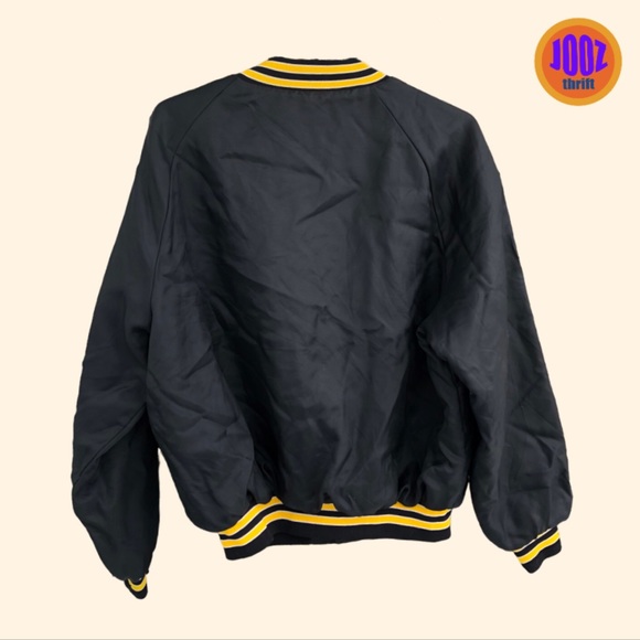 Baggy vest jacket black yellow Y2K vintage style M medium varsity jacket style - Picture 3 of 8